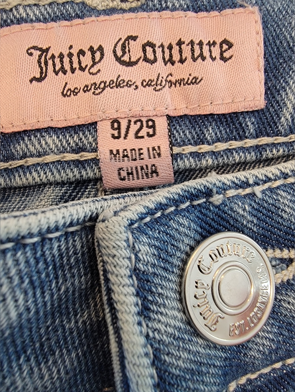 Juicy Couture Y2K Wide Leg Cargo Jeans Logo Back Pink Size 9/29 - Picture 13 of 13